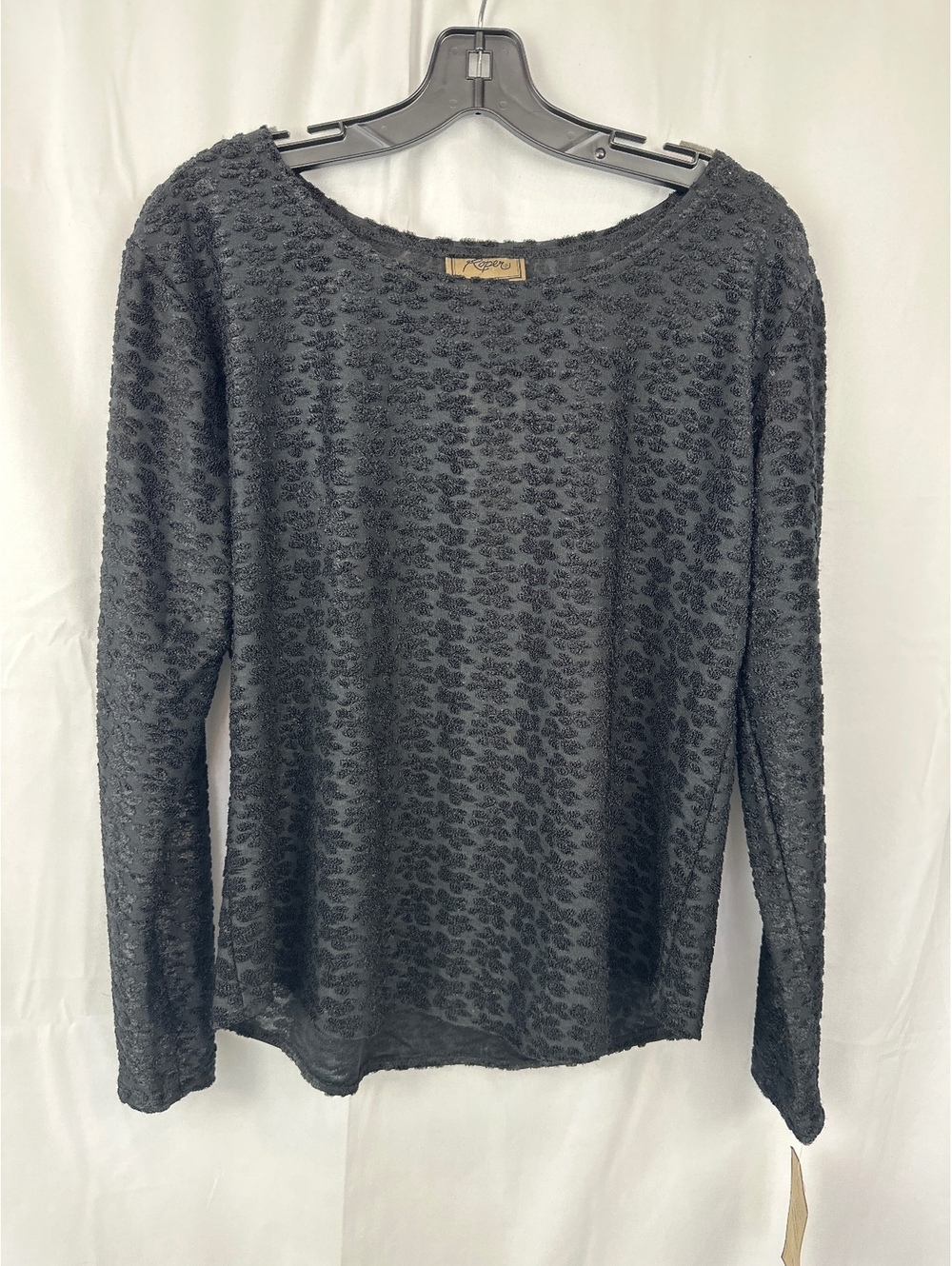 Roper Black Textured Long Sleeve Western Style Shirt Large